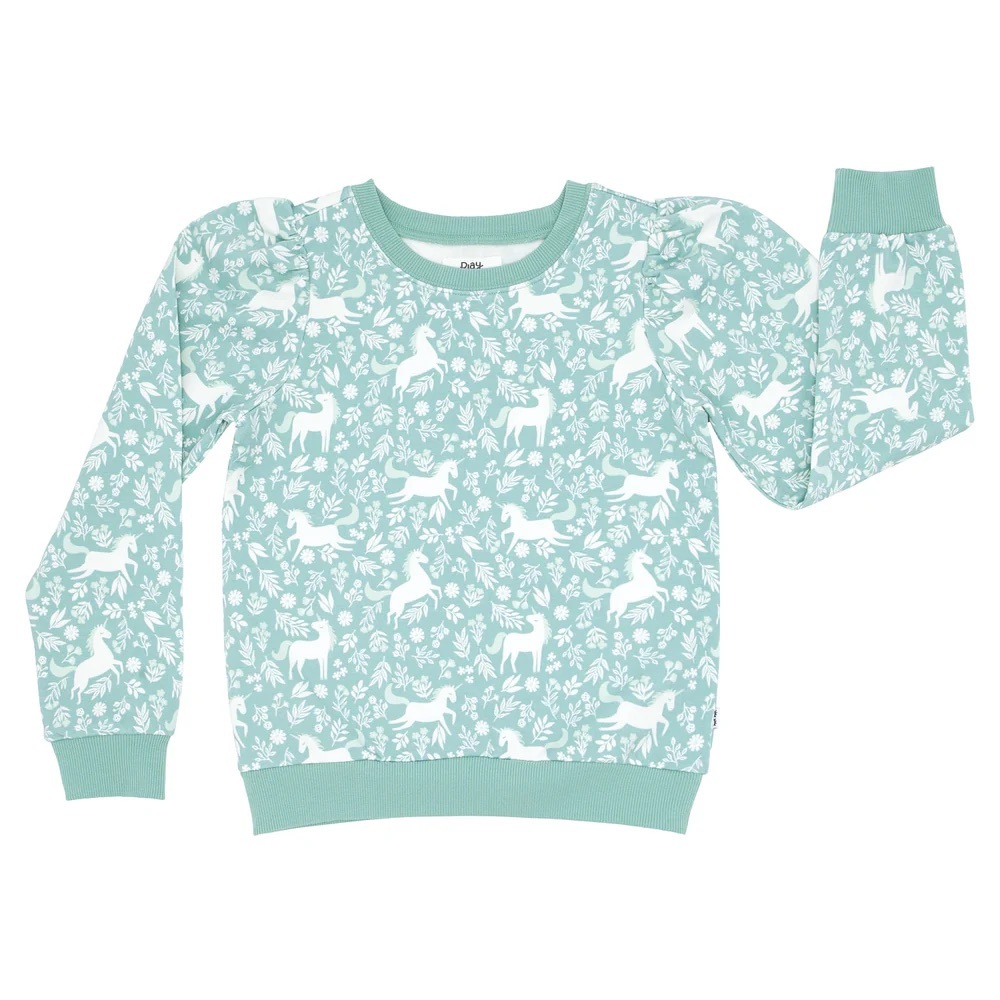Little Sleepies Unicorn Garden Puff Sleeve Crewneck